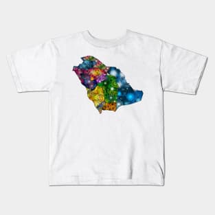 Spirograph Patterned Saudi Arabia Provinces Map Kids T-Shirt